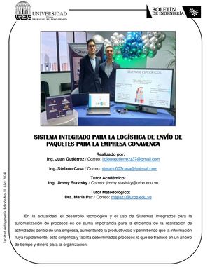 Sistema Integrado Para La Logística De Envío De Paquetes Para La Empresa Conavenca