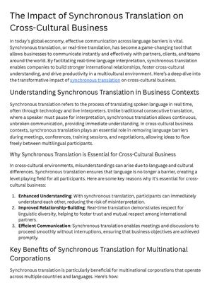 The Impact Of Synchronous Translation On Cross Cultural Business (1)