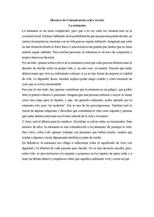 Discurso de la Eutanasia