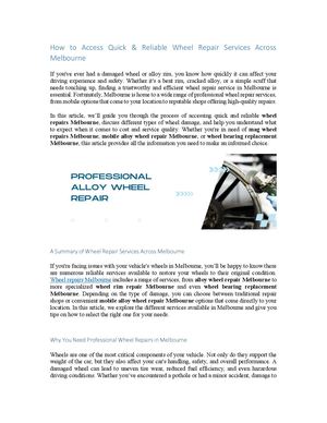 How To Access Quick & Reliable Wheel Repair Services Across Melbourne