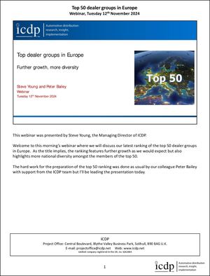 ICDP webinar Top50 European dealer groups Nov24 Notes