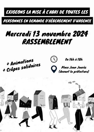 Mercredi 13 Novembre 2024, pour que personne ne dorme à la rue