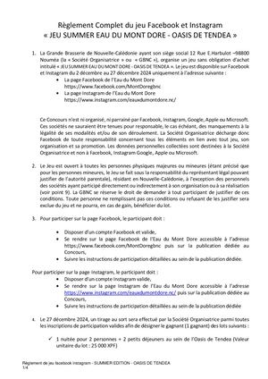 Règlement De Jeu Facebook Instagram Summer Edition Oasis De Tendea