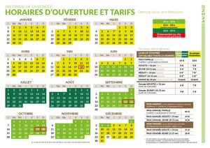 Horaires & Tarifs - Historial de la Vendée 2024