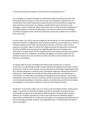 El Uso De Las Nuevas Tecnologías