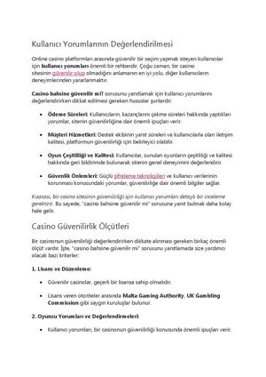 Casino Bahsine Kullanıcı Yorumları Güvenilirlik Analizi