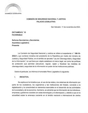 Ley De Ciberseguridad El Salvador