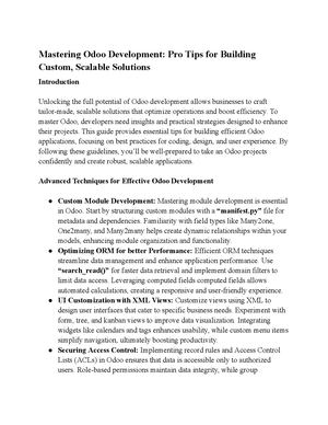 Mastering Odoo Development Pro Tips For Building Custom, Scalable Solutions