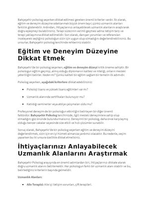 Bahçeşehir Psikolog Seçim Kriterleri