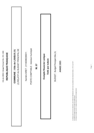 COMPTE FINANCIER UNIQUE - 2023 - Ville de Lisieux