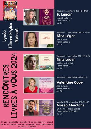 Les rencontres Livres à vous 2024 au lycée Pierre Beghin