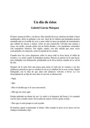 Un Día De Estos Gabriel García Márquez