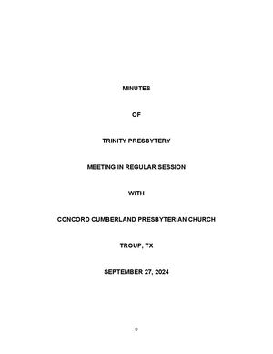 TRINITY PRESBYTERY September 27, 2024