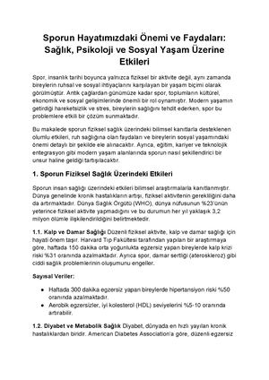 Sporun Hayatimizdaki Onemi Ve Faydalari