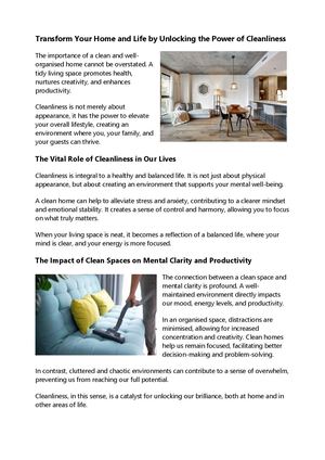 Transform Your Home And Life By Unlocking The Power Of Cleanliness