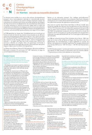 APPEL À CANDIDATURE - NOUVELLE DIRECTION CCNN