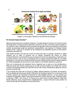 Proyección turística de la región de Caldas.