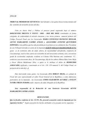 Eliett Baldelomar Absuelta de cargo de Homicidio Agravado