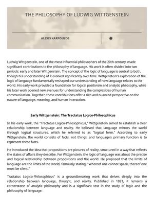 The Philosophy Of Ludwig Wittgenstein - Alexis karpouzos