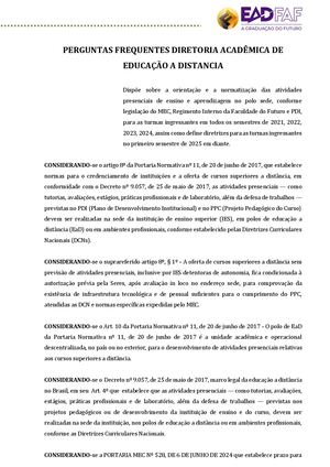 Faq Novas Resoluções Direção Ead
