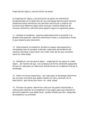 Organización Lógica Y Secuenciación De Pasos