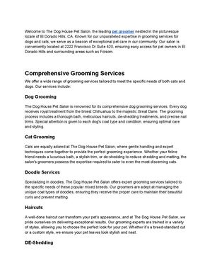 The Dog House Pet Salon is Your Premier Pet Groomer in El Dorado Hills, CA