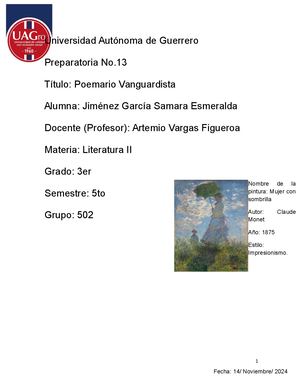 Proyecto Poemario Vanguardista, Literatura Ii