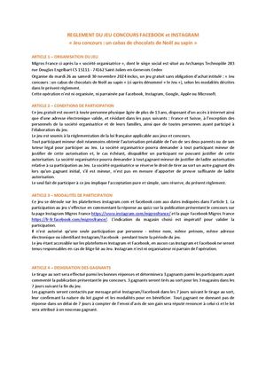 17 Règlement Jeu Concours Chocolats