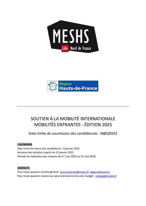 AAP MESHS Mobilites internationales Entrantes 2025