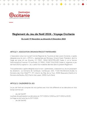 Règlement Jeu Concours Noël 2024 Crtl Occitanie