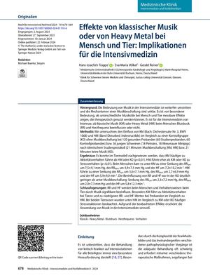12 Effekte Von Klassischer Musik Oder Von Heavy Metal Bei Mensch Und Tier Implikationen Für Die Intensivmedizin