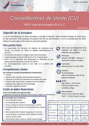 HELP FORMATION  - TP CONSEILLER DE VENTE