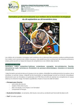 Formation - Métiers de la transition écologique