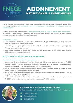 Abonnement Institutionnel à FNEGE Médias