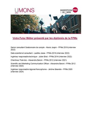 Votre Futur Métier présenté par les diplômés de la FPMs