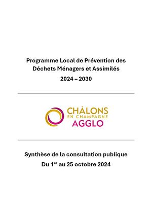 Synthèse de la Consultation Publique PLPDMA 2024 2030