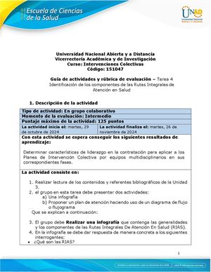 Guía De Actividades Y Rúbrica De Evaluación Unidad 3 Tarea 4 Identificación De Los Componentes De Las Rutas De Atención En Salud