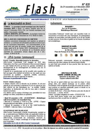 Flash n°835 du 21 novembre au 4 décembre 2024