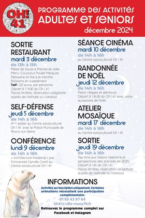 Programme Oh ! 41 Adultes/Seniors - Décembre 2024