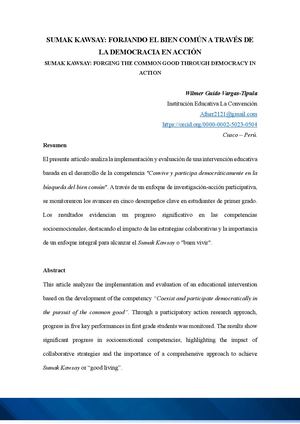 “SUMAK KAWSAY: FORJANDO EL BIEN COMÚN A TRAVÉS DE LA DEMOCRACIA EN ACCIÓN”