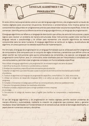 Lenguaje algorítmico y de programación