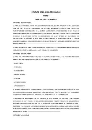 Estatuto De La Junta De Usuarios Ley 31801