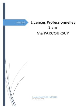 Licences Professionnelle en 3 ans Via Parcoursup