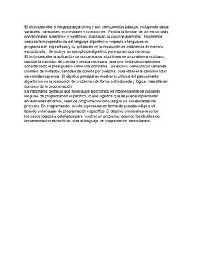 Elementos Del Lenguaje Algorítmico