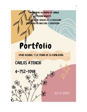 David Ausubel y la Teoria de la asimilación, Portafolio