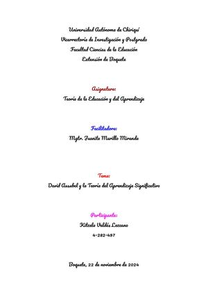 David Ausubel Y Teoría De Aprendizaje Significativo (1)