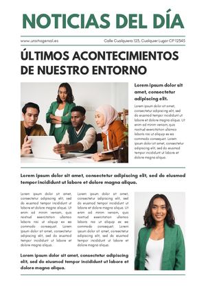 Documento A4 Portada Periódico Revista Noticias Editorial Moderno Blanco Y Verde