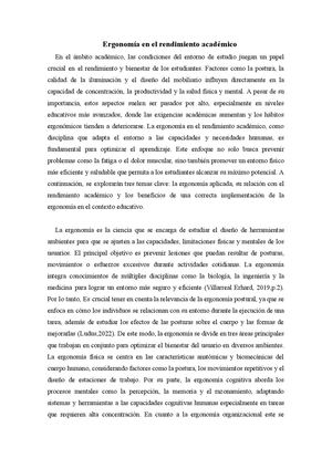 Importancia de la Ergonomía en el Rendimiento Académico