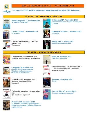 Revue de presse Novembre 2024