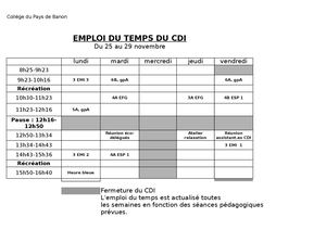 Emploi Du Temps Cdi